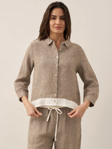 100% Linen Buttoned Closure Color-Blocked Shirt JANICE by LINTICO for women
