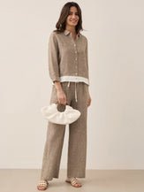 100% Linen Buttoned Closure Color-Blocked Shirt JANICE by LINTICO for women