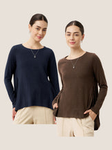 Wool Panelled Ruched Asymmetric Hem Top KALISTA by LINTICO for women