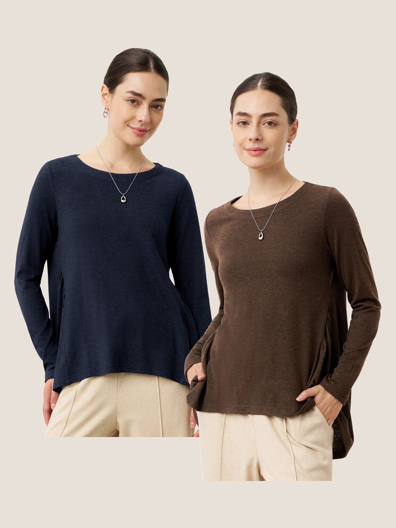 Wool Panelled Ruched Asymmetric Hem Top KALISTA