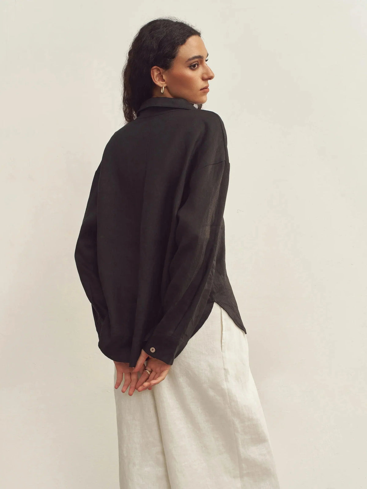 100% Linen Classic Collar Base Shirt JENNA - TOPS-Linen Button Down Shirts