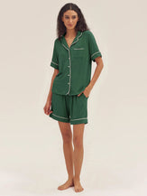 Short Sleeve Bamboo Viscose Pajama Set ODESSA - Evergreen / Sets / S - LOUNGEWEAR-Bamboo Viscose PJS