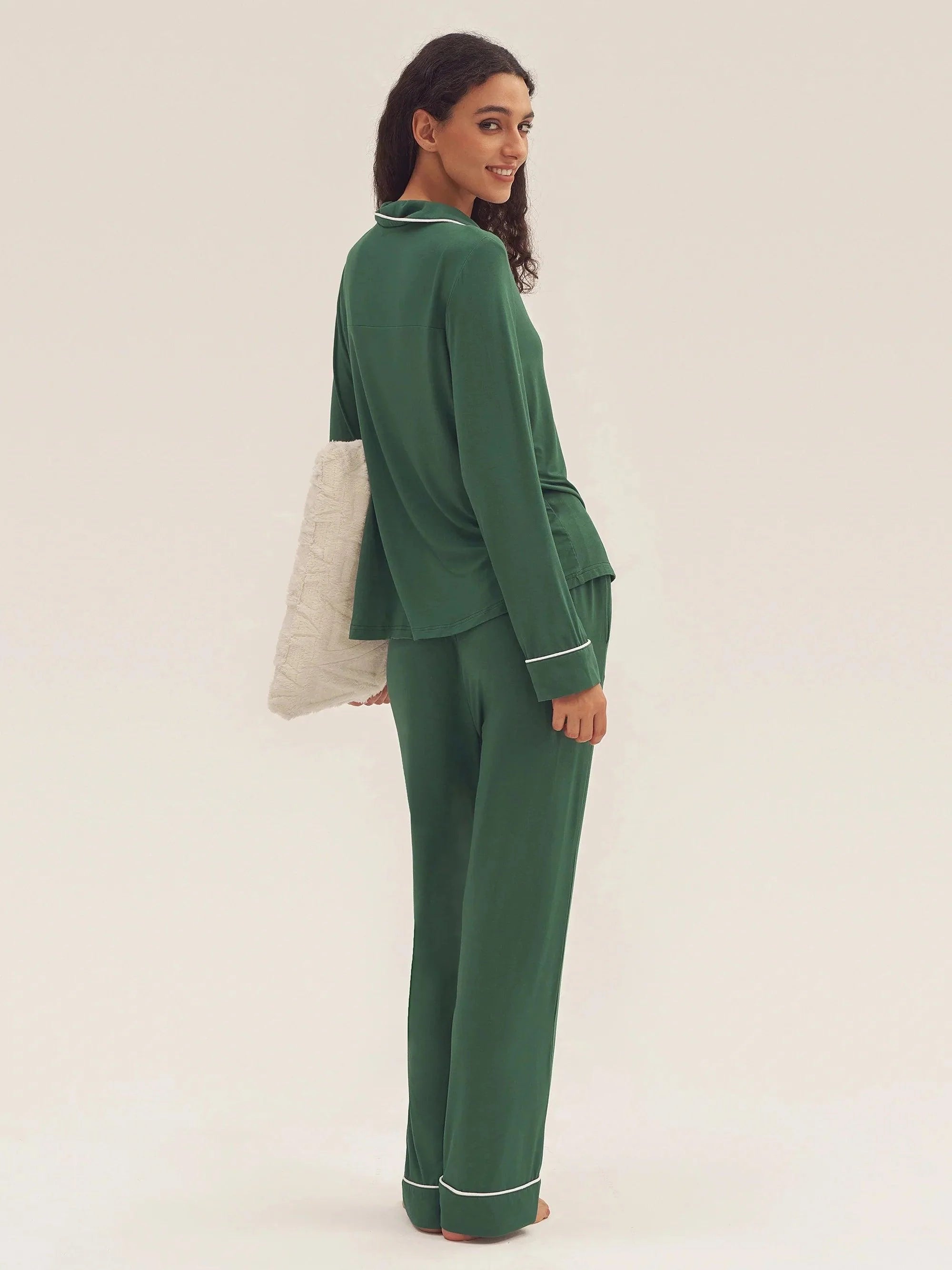 Long Sleeve Bamboo Pajama Set Adeline - LOUNGEWEAR-Bamboo PJS