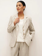 100% Linen Sketch Stripe Suit Set ELOISE - SETS-Linen Sets