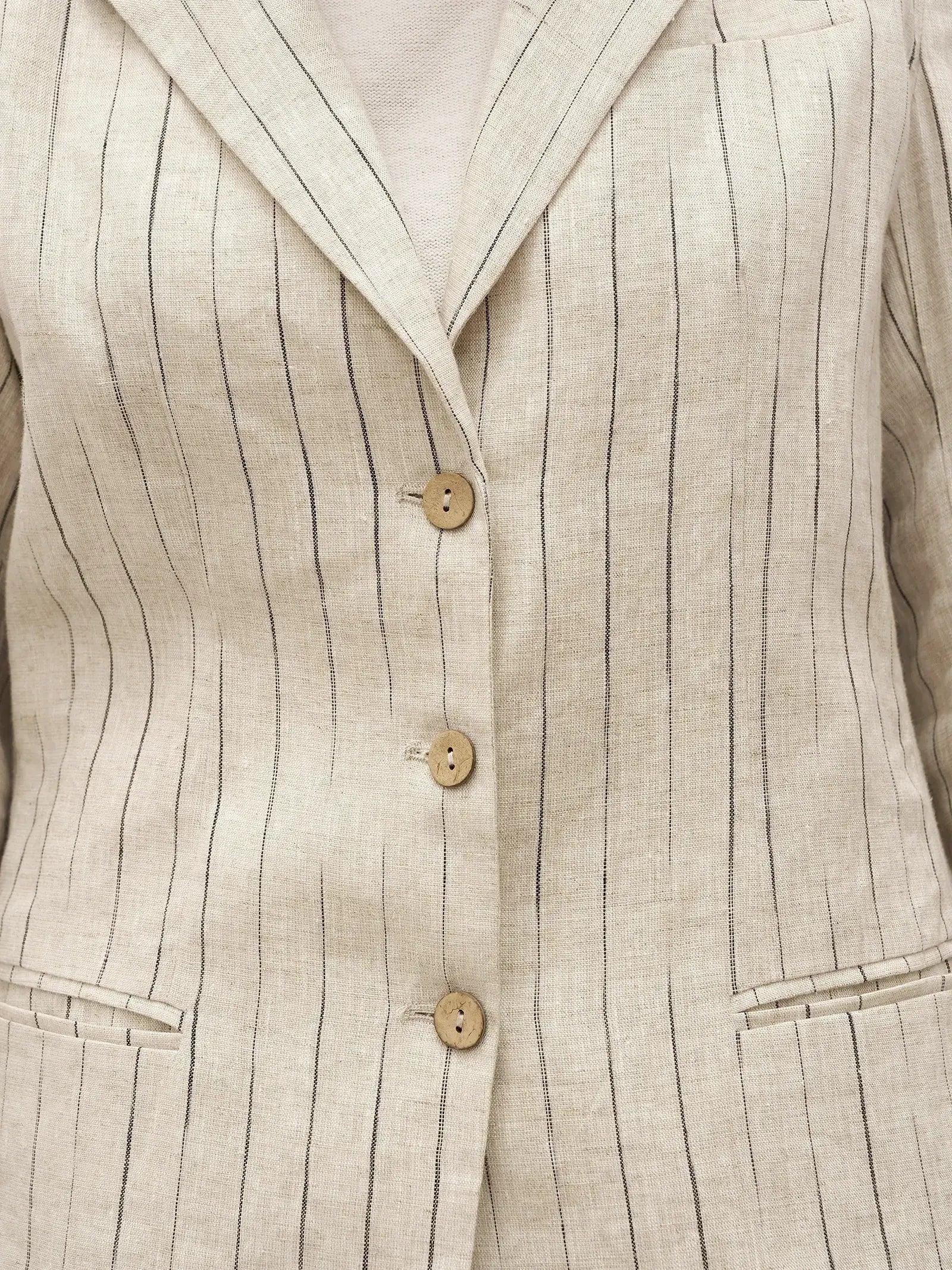 100% Linen Sketch Stripe Suit Set ELOISE - SETS-Linen Sets