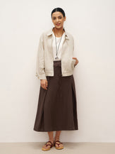 100% Linen Zipper Aviator Jacket ELIZA - TOPS-Linen Jackets
