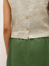 Gilet LULU 100% lin rayé à col V profond - Hauts - gilets en lin