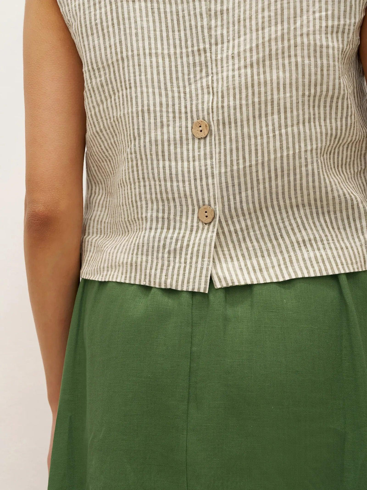 Gilet LULU 100% lin rayé à col V profond - Hauts - gilets en lin