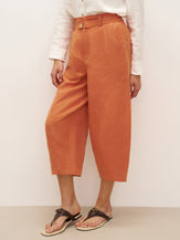100% Linen High Waisted Ankle Pants DALLAS - BOTTOMS-Linen