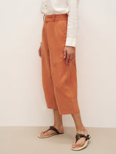 100% Linen High Waisted Ankle Pants DALLAS - BOTTOMS-Linen