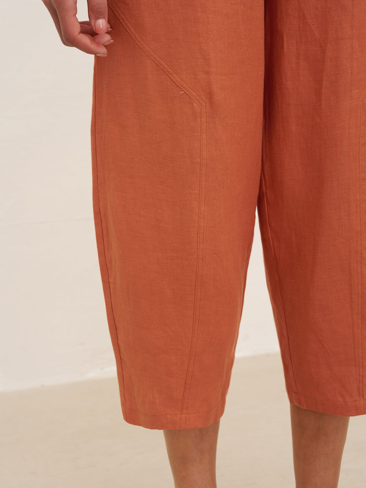 100% Linen High Waisted Ankle Pants DALLAS - BOTTOMS-Linen