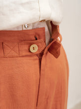 100% Linen High Waisted Ankle Pants DALLAS - BOTTOMS-Linen