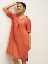 Robe 100% lin longueur genou à plis devant - ROBES-Robes midi en lin