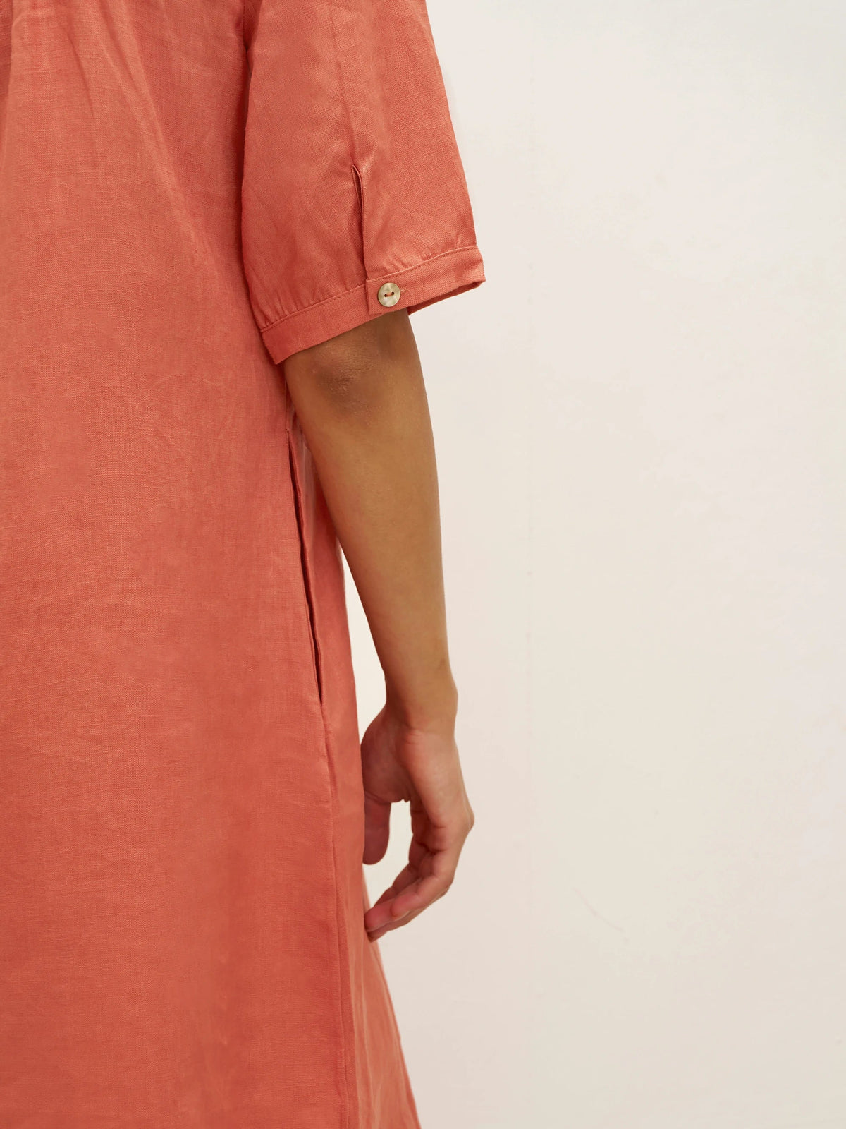 Robe 100% lin longueur genou à plis devant - ROBES-Robes midi en lin