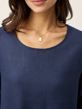 100% Linen Relaxed Back Button Top with Tab Sleeves SYLVANA by LINTICO for women