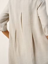 Robe midi femme 100% lin, bord volanté et pli creux, LAVINIA par LINTICO