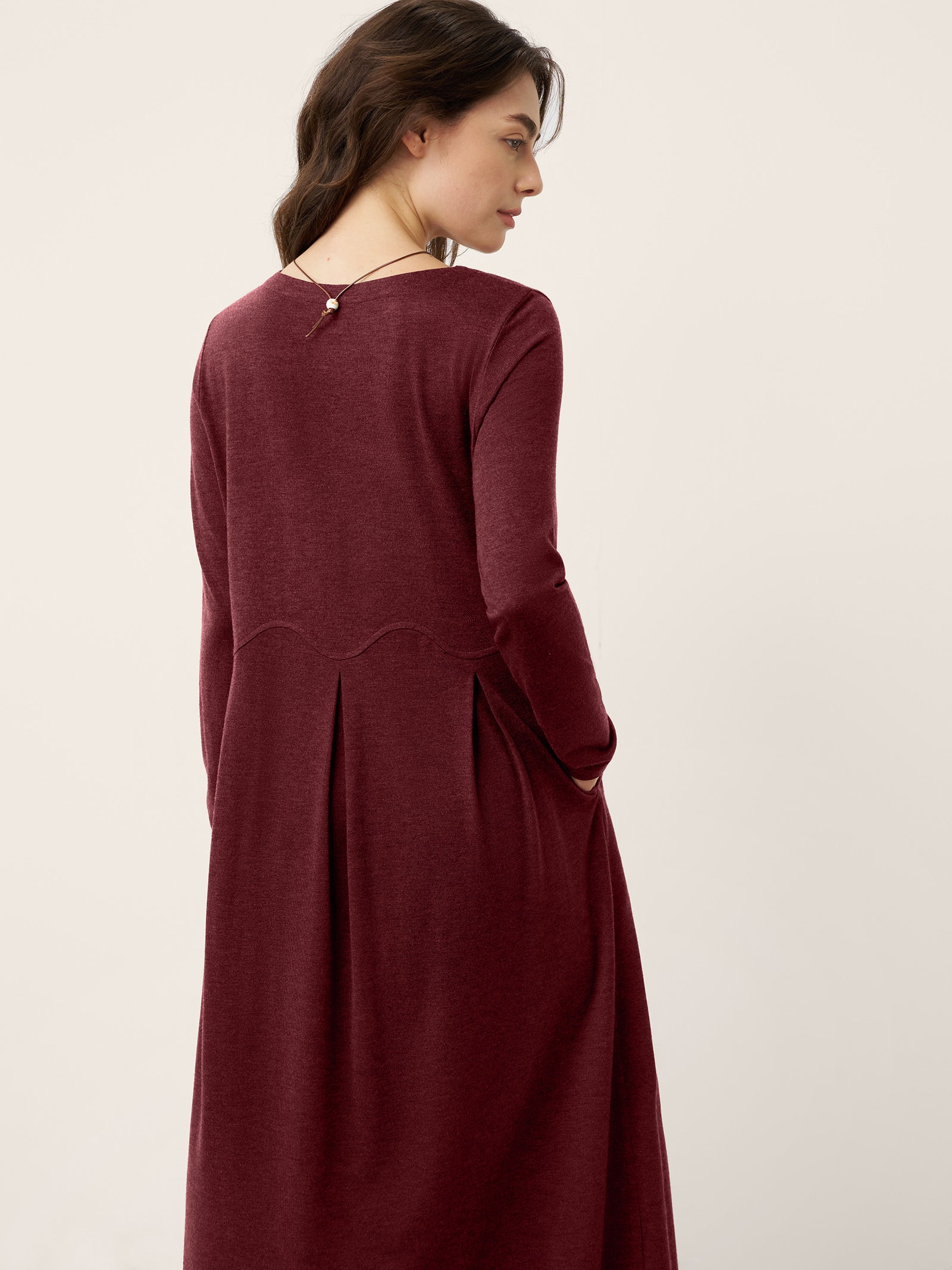 Wool Arc-Panel Sculpted Pleats Maxi Dress CALISTA