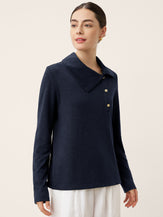 Wool Asymmetric Lapel Fruit Button Decor Top YSABEL by LINTICO for women