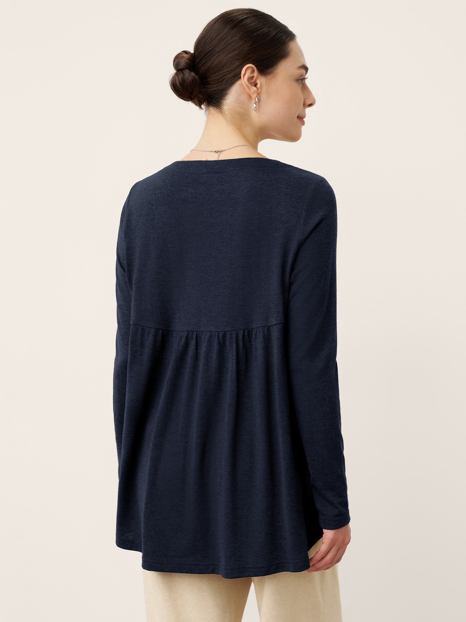 Wool Panelled Ruched Asymmetric Hem Top KALISTA