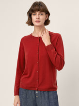 100% Extra-Fine Merino Wool Buttoned Knit Cardigan CAYLA by LINTICO for women