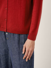 100% Extra-Fine Merino Wool Buttoned Knit Cardigan CAYLA by LINTICO for women