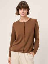 100% Extra-Fine Merino Wool Buttoned Knit Cardigan CAYLA by LINTICO for women