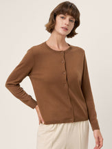100% Extra-Fine Merino Wool Buttoned Knit Cardigan CAYLA by LINTICO for women