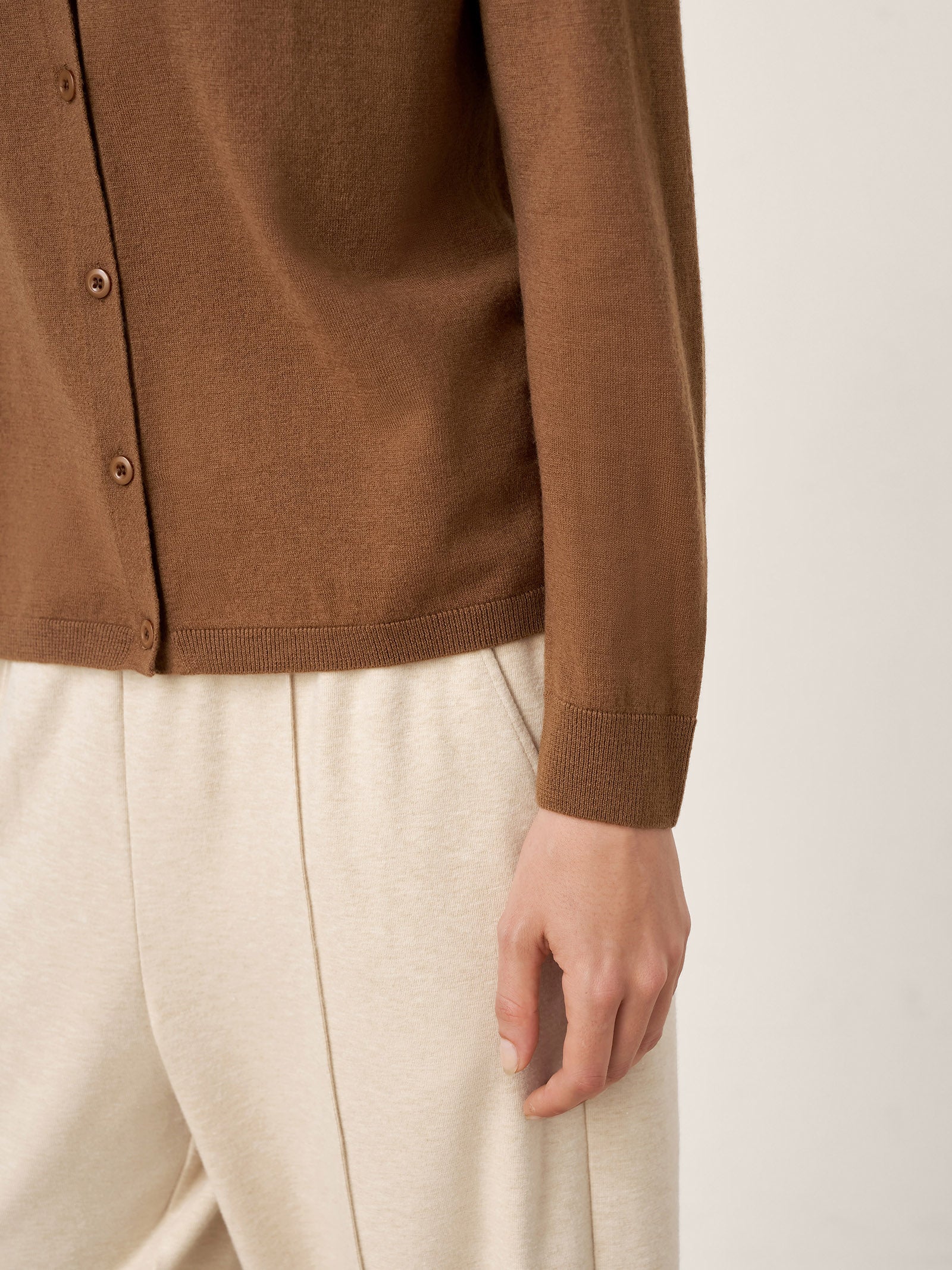 100% Extra-Fine Merino Wool Buttoned Knit Cardigan CAYLA by LINTICO for women