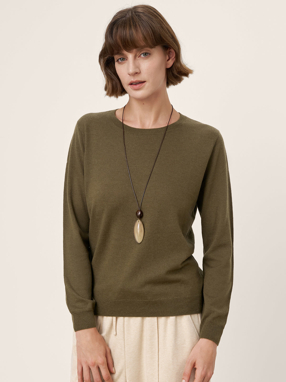 100% Extra Fine Merino Wool Essential Crew Neck Knit Sweater BRIDGET