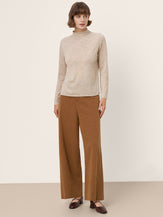 100% Extra-Fine Merino Wool Mock Neck Sweater with Rolled Edge ELA by LINTICO for women