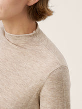 100% Extra-Fine Merino Wool Mock Neck Sweater with Rolled Edge ELA by LINTICO for women