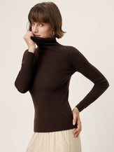 100% Extra-Fine Merino Wool Turtleneck Knit Sweater JOLENE by LINTICO for women