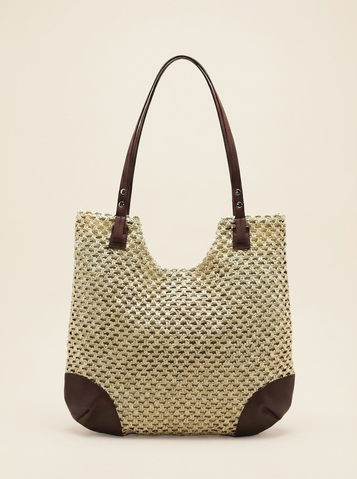 Woven Hollow Out Shoulder Tote Bag