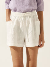 100% Linen Utility Side-Pocket Shorts WYNNIE by LINTICO for women