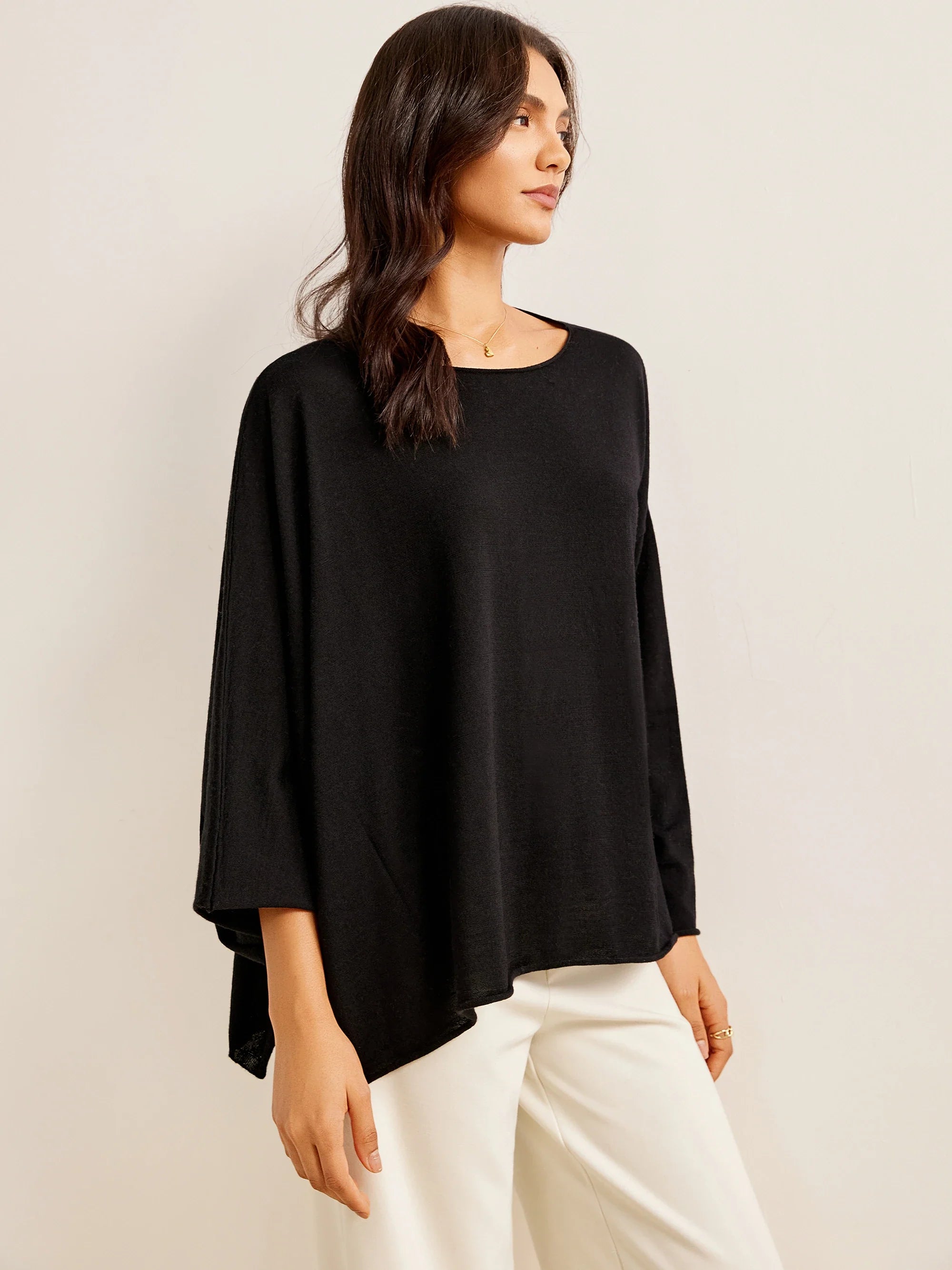 100% Merino Wool Boat Neckline Asymmetric Jumper