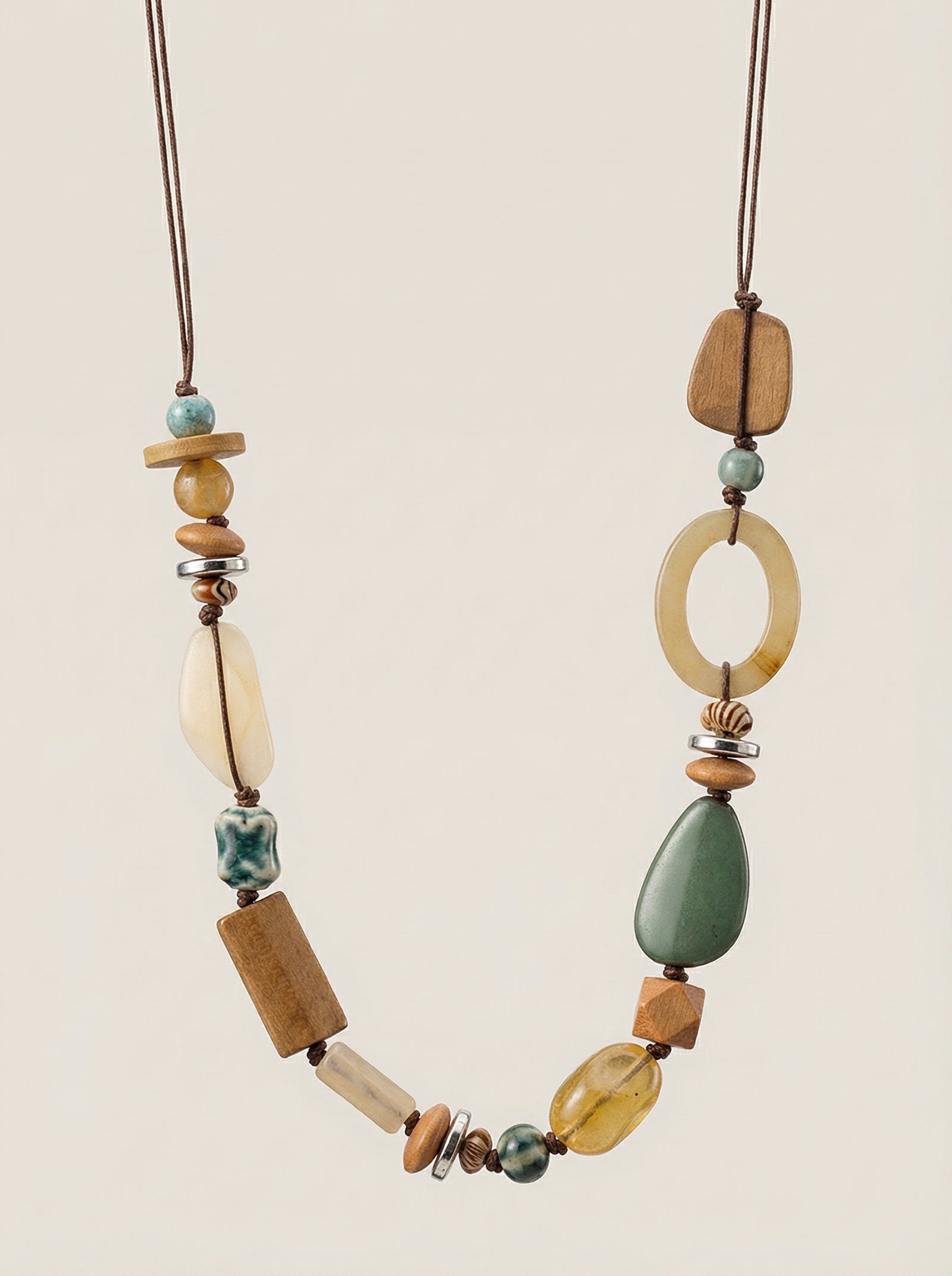 Bohemian Mixed Bead Long Pendant Necklace by LINTICO