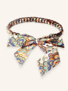 Vintage Blossom Bow Silk Scarf with Woven Belt OPHELIA - Green / One-Size - ACCESSORIES-Others
