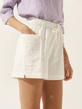 100% Linen Utility Side-Pocket Shorts WYNNIE by LINTICO for women