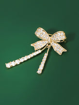 Alloy & Crystal Bow Fringed Mini Brooch by LINTICO