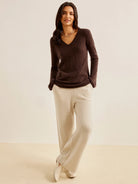 100% Cashmere Hand-Stitched V-Neck Pullover