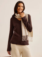 100% Cashmere Hand-Stitched V-Neck Pullover