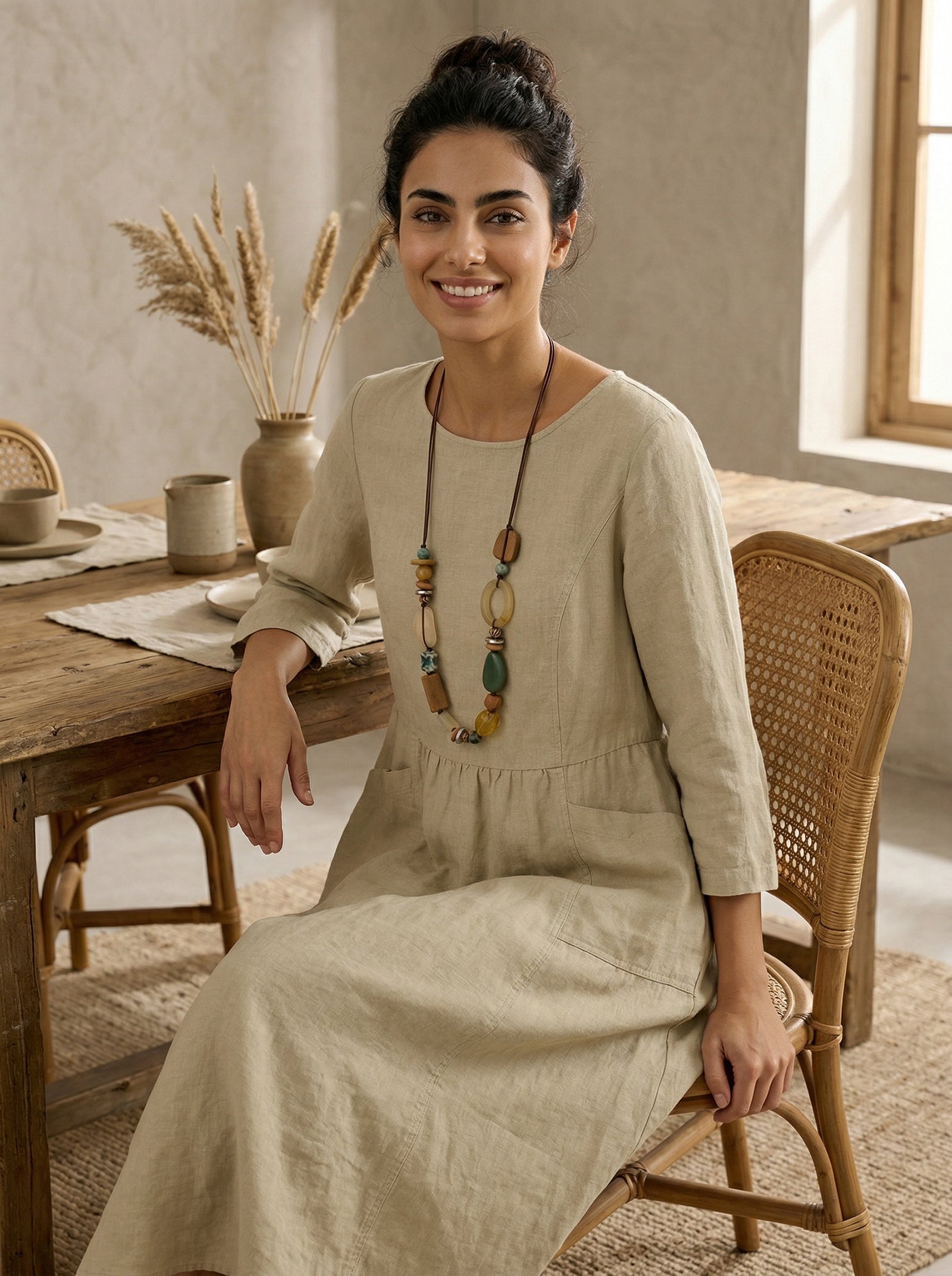 Bohemian Mixed Bead Long Pendant Necklace by LINTICO
