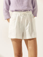 100% Linen Utility Side-Pocket Shorts WYNNIE by LINTICO for women