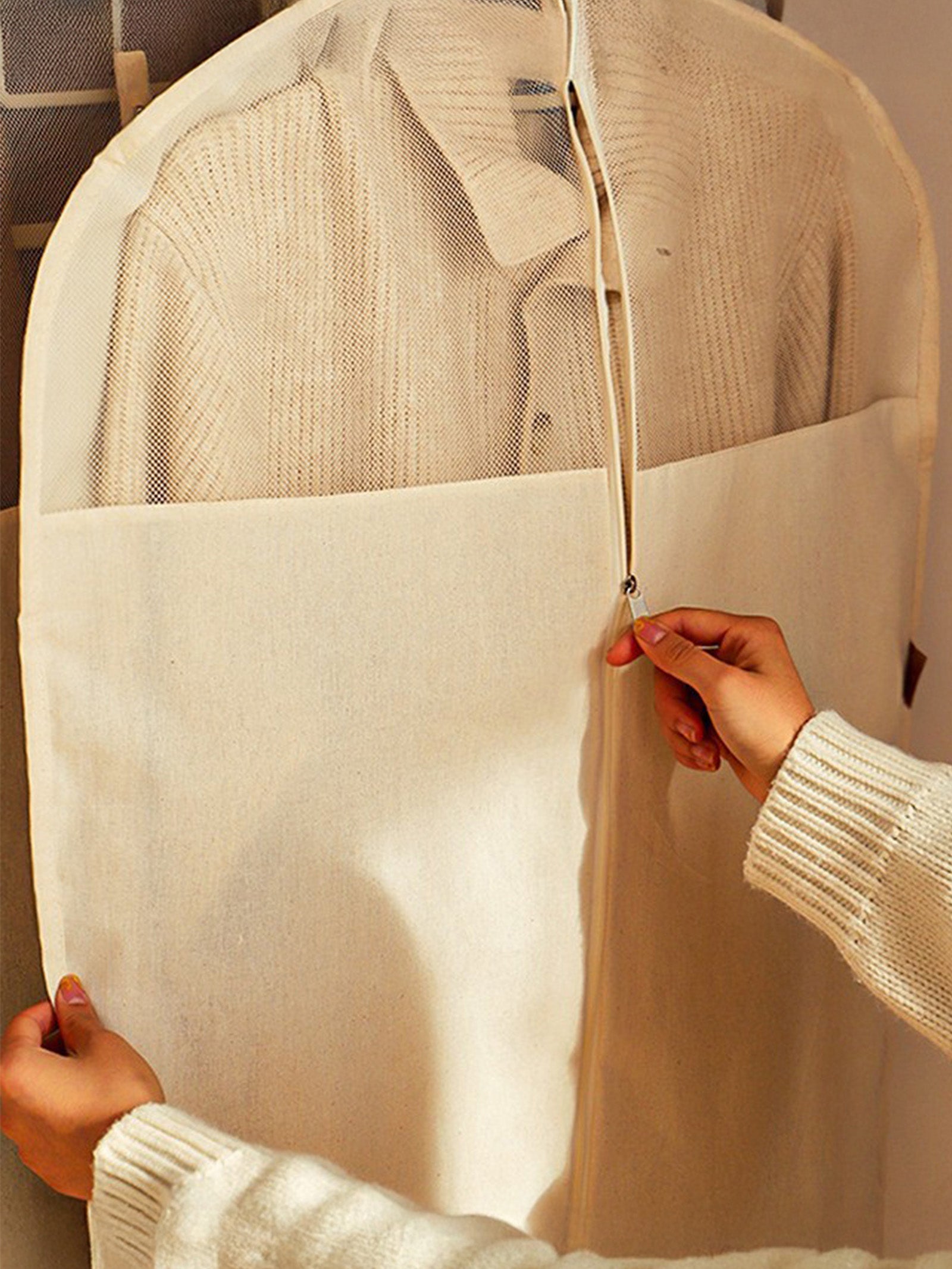 Linen Cotton Clear Window Dust-Proof Storage Bags by LINTICO for women