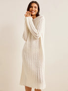 100% Mongolian Cashmere Embroidered Knitted Long Dress