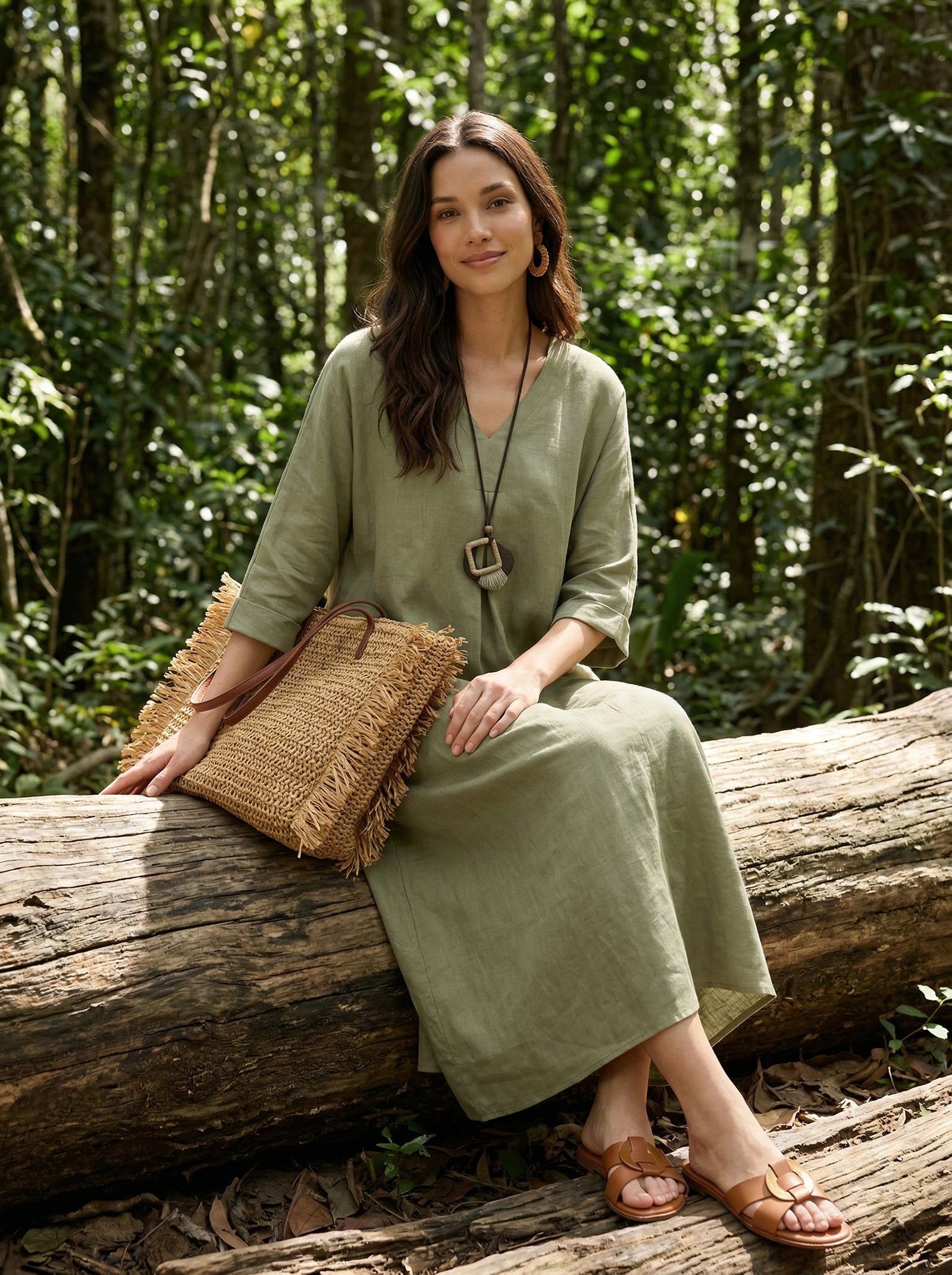 Artisanal Woodland Pendant Necklace by LINTICO