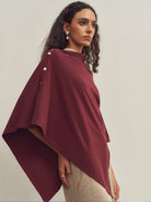 Merino Wool Multi-Cape With Button Scarf Shawl Stole Muffler Poncho