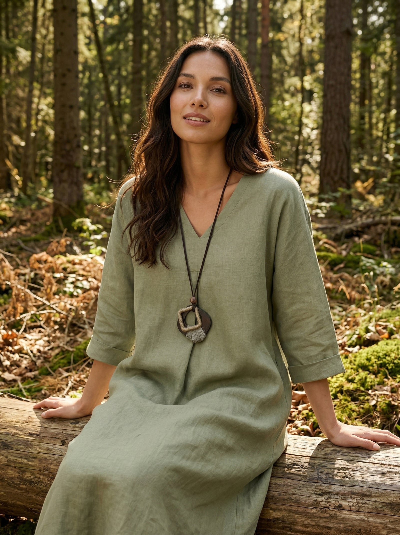 Artisanal Woodland Pendant Necklace by LINTICO
