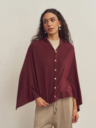 Merino Wool Multi-Cape With Button Scarf Shawl Stole Muffler Poncho