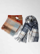 100% WOOL LUXURY PLAID EXTENDED SHAWL SCARF
